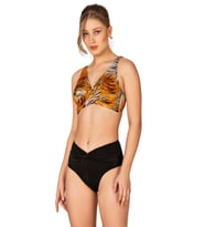 Endeep Kadın Düğüm Detaylı Kruvaze Toparlayıcı Kahverengi Bikini Takımı