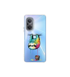 Huawei Nova 9 Se ile Uyumlu Splash Tembel Hayvan Tasarımlı Şeffaf Silikon Kılıf
