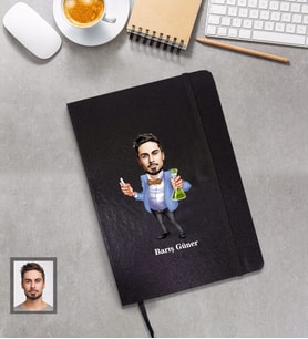 Kişiye Özel Öğretmen Karikatürlü Siyah Defter Bay-18