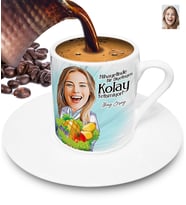 Nihayetinde Diyetisyen Kolay Yetişmiyor Kişiye Özel Karikatürlü Türk Kahvesi Fincanı (Beyaz)