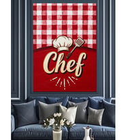 Chef Yazılı Mutfak Posteri Dekoratif Kanvas - Mdf Ahşap Tablo