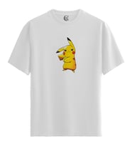 Pikachu Power - %100 Pamuklu Erkek Beyaz Tişört - Premium Quality (Siyah - Beyaz)