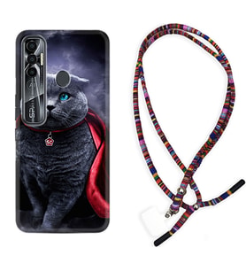 Tecno Spark 6 6 Go 8C 8 Pro 7 7 Pro Kılıf Boyun Asklı Rasta Silikon Super Cat 1666