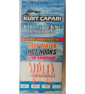 Kurt Çapari 10 Numara 7 İğneli UV Turuncu Simli 0.25 Beden 0.15 Kısa Köstek