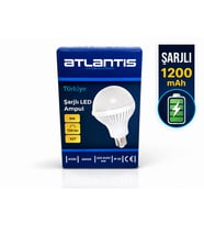 AKSU Atlantis Şarjlı LED Ampul 9W E27 1200mAh – 720 Lümen, 6500K Beyaz Işık, Elektrik Kesintilerine Karşı Acil Aydınlatma