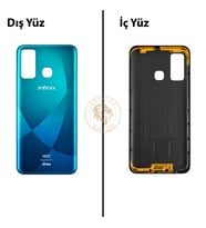 Infinix Hot 9 Mavi Uyumlu Arka Kapak Arka Cam Batarya Pil Kapağı Lazer Kesim Back Cover
