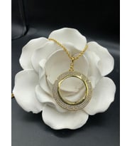 22 ayar altın kaplama kadın gold zirkon taşlı halat zincirli içi boş tam  çerçeve kolye modeli