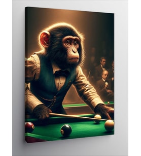 Kanvas Tablo Bilardo Oynayan Takım Elbiseli Maymun
