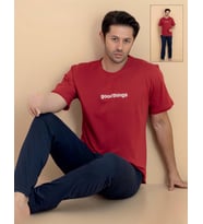 Pijamerry Erkek Bisiklet Yaka Kısa Kol Penye Pijama Takımı 6318 - 1 Adet (Kırmızı)