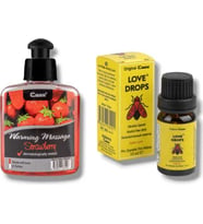Caas Çilek Aromalı Isıtıcılı Masaj Yağı 100 Ml + Love Drop Kadınlara Özel Damla