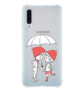 Samsung Galaxy A50 Uyumlu Köşe Korumalı Antişok Kapak Aşk Tasarımlı Şeffaf Silikon Kılıf