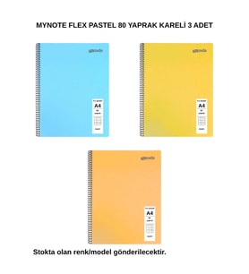 FLEX Pastel Defter A4 80 Yaprak Kareli 3 Adet