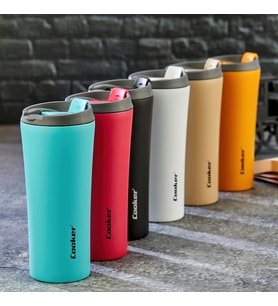400ML TERMOS BARDAK RENKLİ PASLANMAZ ÇELİK - KAYDIRMAZ TPR TABAN - SIZDIRMAZ KAPAK (5690)