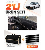 TOYOTA COROLLA FINDIK KASA (1988-1991) Uyumlu Torpido Örtüsü + Tay Tüyü Bagaj Çantası Seti - Siyah Bej