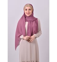 Gül Kurusu-Gold Arkadan Bağlamalı Şal Şifon Üç Bantlı Simli Pileli 1835_1802