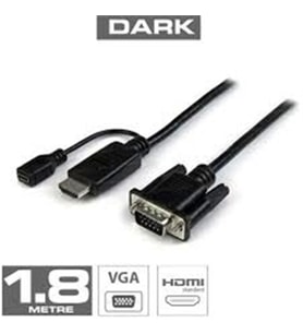 Dark DK HD AHDMIXVGAL180 1.8m HDMI - VGA Güç Destekli Kablo