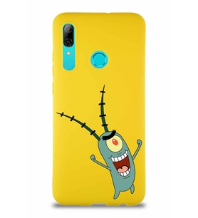 Huawei P Smart 2019 Soft Premier Kapak Plankton Tasarımlı Silikon Kılıf - Sarı (Şeffaf)