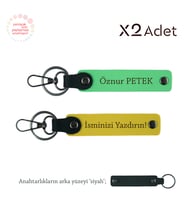 Dayıya Şık Armağan, İsimli & Soyisimli 2’li Anahtarlık Hediye Takımı, Sarı-Fıstık Yeşil-Siyah