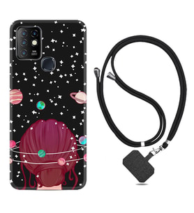 INFINIX Hot 8 9 10 11S Hot 10 Play 10T Kılıf Boyun Askılı Silikon Space Woman 1311