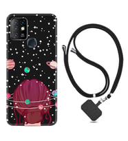 INFINIX Hot 8 9 10 11S Hot 10 Play 10T Kılıf Boyun Askılı Silikon Space Woman 1311