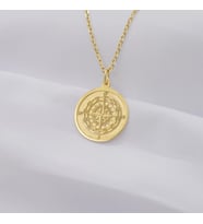 Kişiye Özel 925 Ayar Gümüş Pusula Model Kolye (Gold)
