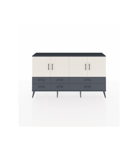 Arges Konsol 6 Raflı 6 Çekmeceli 4 Kapaklı 176x30x99 Antrasit-Aytaşı/Antrasit