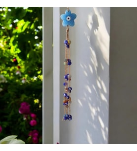 Cam Nazar Boncuk Çiçek Duvar Süsü Balkon Süsü  ev hediyesi Teras Süsü Bahçe Süsü Hediyelik Eşya Ev Hediyesi (Çok Renkli)