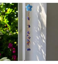 Cam Nazar Boncuk Çiçek Duvar Süsü Balkon Süsü  ev hediyesi Teras Süsü Bahçe Süsü Hediyelik Eşya Ev Hediyesi (Çok Renkli)