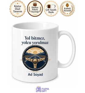 Otobüs Kaptanına Uzun Yolun Ustası Temalı Seramik Kupa Bardak Hediye