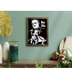 BK Home Godfather Baba Tasarımlı Doğal Masif Ahşap Çerçeveli Tablo-2