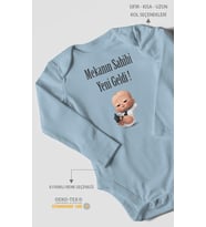 Mekanın Sahibi Yeni Geldi Baskılı Bebek Zıbını – Çıtçıtlı Body 8 Renk  %100 Pamuk Uzun Kol (Bebek Mavisi)