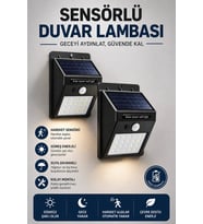 Solar Sensörlü Duvar Lambası Bahçe Lamba 20 Led Işık
