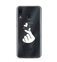 Samsung Galaxy A20/A30 Uyumlu Kalp Desenli Şeffaf Telefon Kılıfı