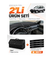 SUBARU FORESTER (2002-2008) Uyumlu Torpido Örtüsü + Deri Bagaj Çantası + Sticker Seti - Siyah