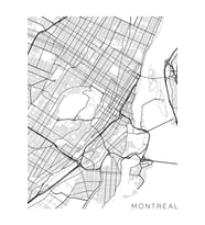 Montreal Haritası, Kanada - Siyah Beyaz Tablo Ahşap Poster Dekoratif