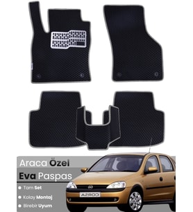 OPEL CORSA C (2000-2006) Uyumlu EVA Paspas Tam Set–Araca Özel,Kolay Montaj,Oto Paspas