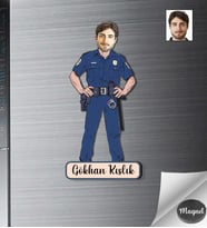 Kişiye Özel Polis Erkek Ahşap Magnet -4