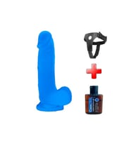 Gece Parlayan Fosforlu Belden Bağlamalı 19 cm Realistik Vantuzlu Şeffaf Dildo Penis