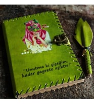 Kader Gayrete Aşıktır Deri Defter (Yeşil)