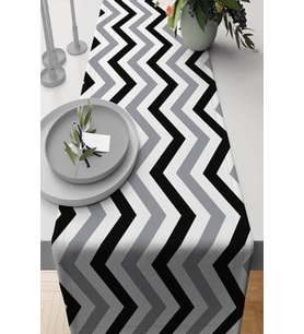 Gri Zigzag Desenli Premium Masa Örtüsü Runner RNR305