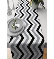 Gri Zigzag Desenli Premium Masa Örtüsü Runner RNR305