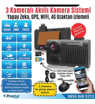 Uzaktan izlemeli 3 Kameralı Wifi GPS 4G Yapay Zeka destekli Akıllı Dashcam Taksi Kamera Sistemi
