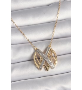 316L Çelik Gold Renk Zirkon Taşlı Vintage Model Kadın Kolye 5886
