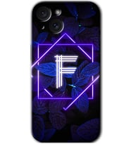 İphone 15 Kılıf HD Desen Baskılı Kılıf - Dark Neon Yaprak F Harfi