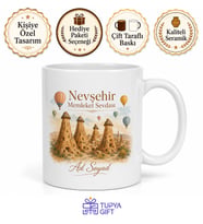 Nevşehir Memleket Sevdası Yazılı Kupa Bardak Hediye Porselen Mug