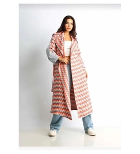 Kadın Oversize Trençkot Desenli, Şık ve Modern (Çok Renkli)