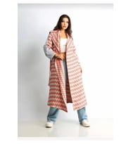 Kadın Oversize Trençkot Desenli, Şık ve Modern (Çok Renkli)