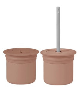 OiOi Ham+Hüp Pipetli Silikon Bardak Seti Woody Brown / Powder Grey