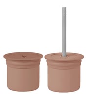 OiOi Ham+Hüp Pipetli Silikon Bardak Seti Woody Brown / Powder Grey
