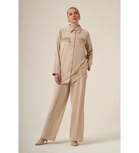 FTZ Women Kadın Benetti Taşli Takım Beige 31287